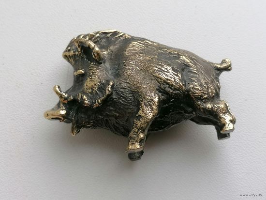 Статуэтка Дикий кабан, литье, бронза