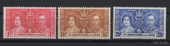 1937 Сент Кристофер и Невис** George VI  Коронация серия 3 марки