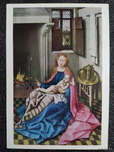 Открытка Робер Кампен. Около 1380 – 1444. Мадонна с младенцем. Западноевропейская живопись. Государственный Эрмитаж.