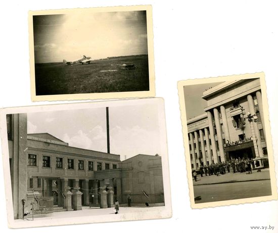 3 Фото МИНСК WW 2 детки немцев встречают около Дома офицеров.завод Ленина ,аэродром