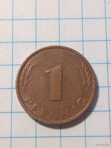 1 пфенниг ФРГ 1989 D год