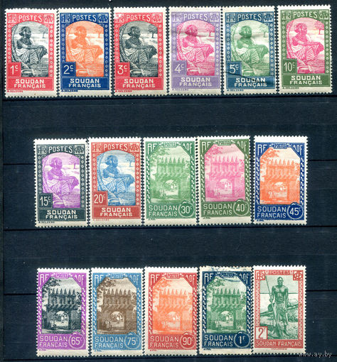 Французские колонии - Судан - 1931/39г. - ландшафты, жизнь в Судане - 16 марок - MH, 1 марка гашёная. #4-W1-119-A-2