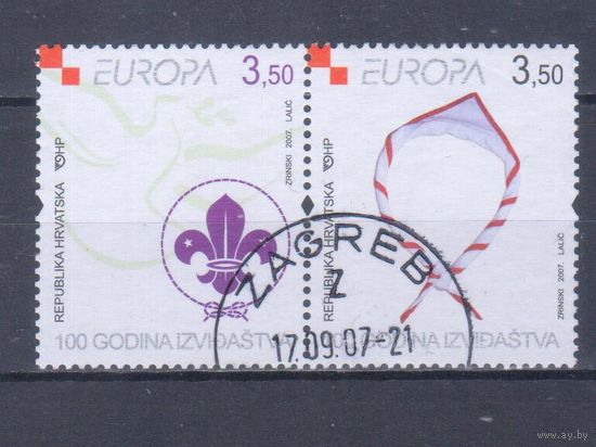 [430] Хорватия 2007. Скаутизм.Европа.EUROPA. Гашеная серия в сцепке.