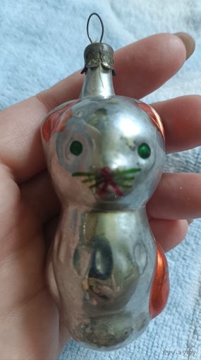 Елочные игрушки, стекло,  котик,  кот,  котенок.