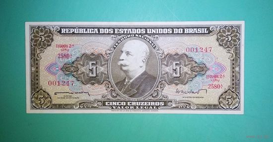 Банкнота 5 крузейро Бразилия  1962 - 64 г.