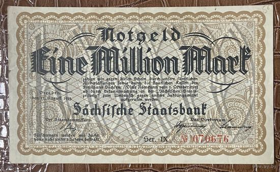 Банкнота 1 миллион марок 1923 год. Дрезден. Веймарская республика
