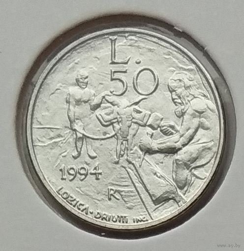Сан-Марино 50 лир 1994 г. В холдере