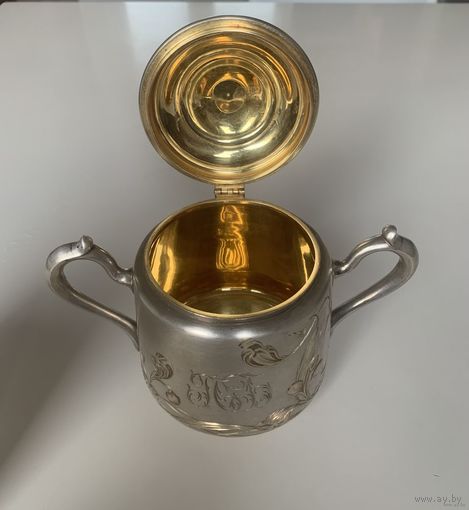 Сахарница 84 пр. Царская Россия. П.Б. 1899-1908гг. Позолота.