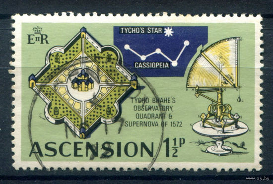 Британские колонии - Асенсьон (о-в Вознесения) - 1971г. - обсерватория, 1 1/2 р - 1 марка - гашёная [Mi 140]. #3-WB-96-B-2