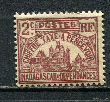 Французские колонии - Мадагаскар - 1908 - Portomarken 2C - (есть тонкое место) - [Mi.8p] - 1 марка. MH.  (Лот 66Gz)-T4P37