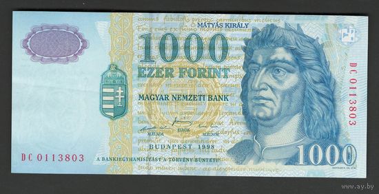 Венгрия 1000 форинтов 1998 года. Тип Р-180a. Состояние XF+/aUNC