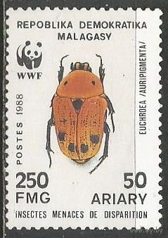 Республика Мадагаскар. Насекомые. Бронзовка. 1988г. Mi#1159.
