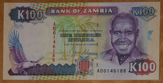 Замбия 100 квача 1991 UNC