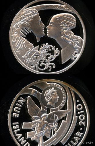 Ниуэ 1 доллар (серебро) 2010 Ромео и Джульетта, с сертификатом