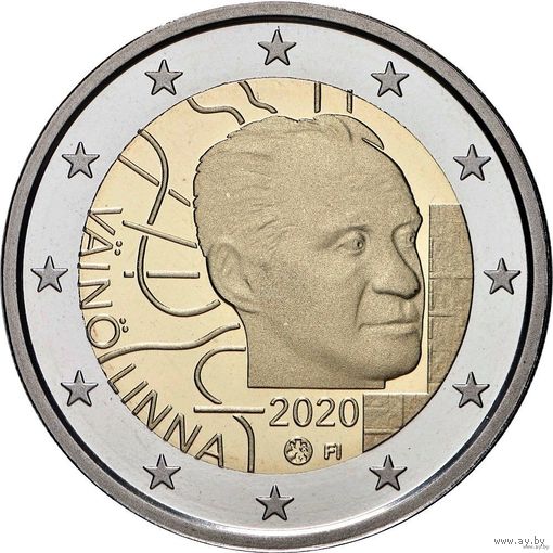 2 евро 2020 Финляндия 100 лет со дня рождения Вяйнё Линна UNC из ролла