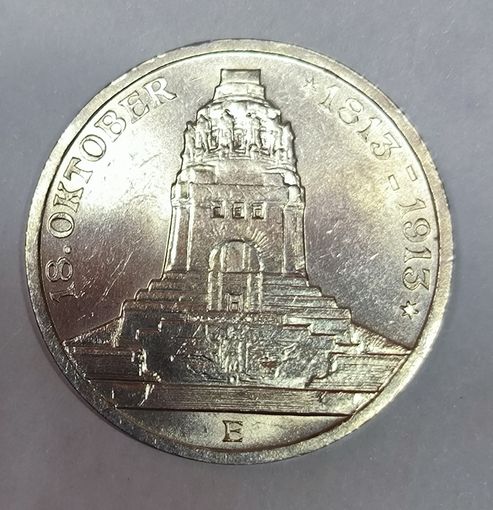 3 марки 1913 - Саксония 100 лет битве народов