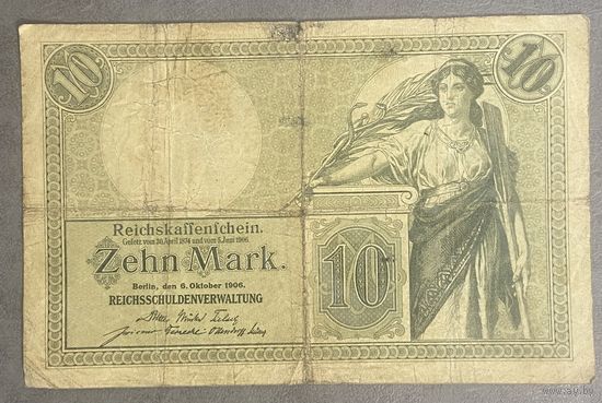 Банкнота 10 марок 1906 год. Германская империя.