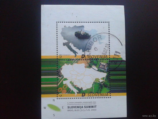 Словения 2002 карта Центральной Европы блок