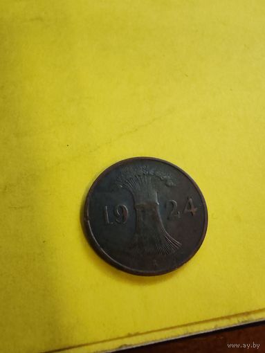 1 рентенпфенниг 1924 г. (А), отличная монетка,  СМОТРИТЕ ДР. МОИ ЛОТЫ.. Большая распродажа!