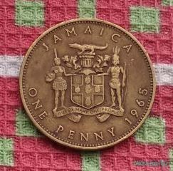 Колония Ямайка 1 пенни 1965 года. Елизавета II.