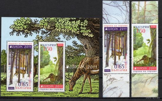 Болгария 2011 Европа СЕРТ Фауна косуля птица вальдшнеп 2 марки+блок (4989)