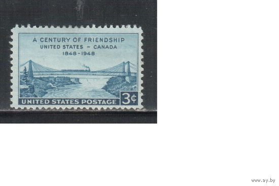 США-1948, (Мих.574), * , США-Канада, Мост, Паровоз (одиночка)