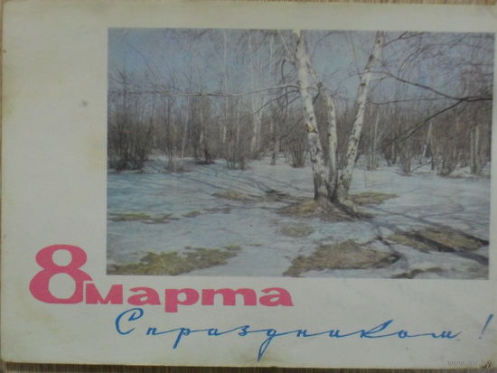 ПОДПИСАННАЯ ОТКРЫТКА ПРОШЕДШАЯ ПОЧТУ СССР.С ПРАЗДНИКОМ 8 МАРТА. фото. П.И. СМОЛЯКОВА. 1966 год.