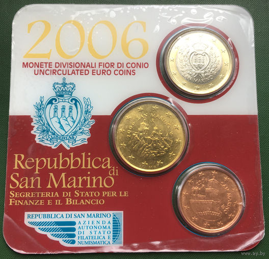Сан-Марино 5, 50 евроцентов, 1 евро 2006