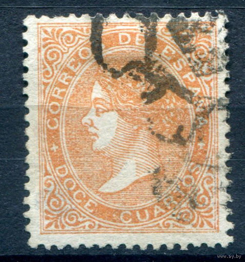 Испания (Королевство) - 1867г. - королева Изабелла II, 12 Cs - 1 марка - гашёная [Mi 82]. #1-Sp-15-A-1