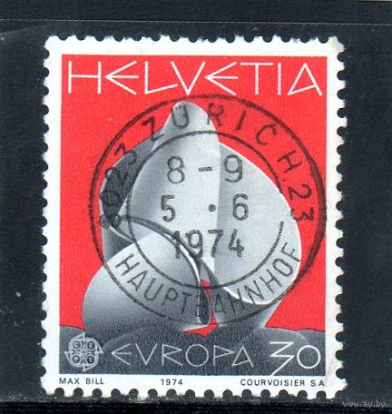 Швейцария.Ми-1029."Непрерывность" Макса Билла. Серия: Europa (C.E.P.T.) 1974 - Скульптуры