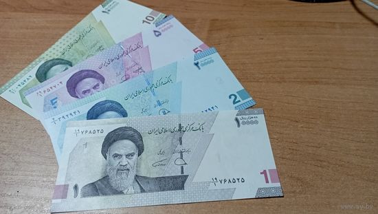 Набор 1,2,5,10 тумана (10000,20000,50000,100000 риал) Иран обр. 2022 г. UNC