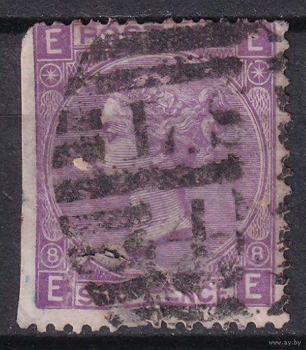 62.Br. Великобритания. Виктория. Стандарт. 6P. 1865 г. Mi.#30. Plate 8.