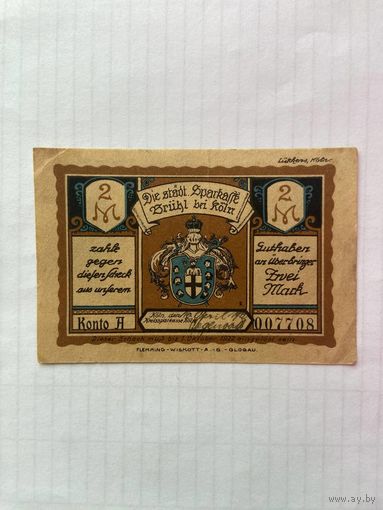 2 марки (нотгельды) Германия г.Кёльн -1402