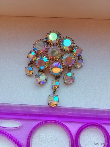 Советская винтажная брошь с подвесами, Аврора Бореалис, Чехословакия