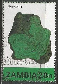 Замбия. Минералы. Малахит. 1982г. Mi#279.