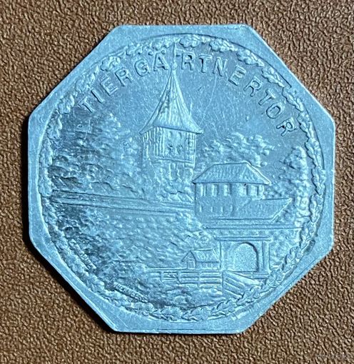 Германия Нюрнберг нотгельд 20 пфеннигов 1919 год. дом-музея Альбрехта Дюрера.трамвайный жетон