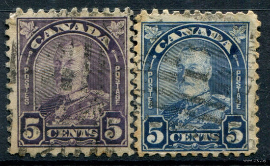 Британские колонии - Канада - 1930/31г. - король Георг V, 5 с - 2 марки - гашёные. #3-WB-96-A-2