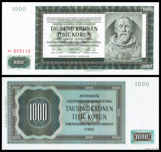 [КОПИЯ] Богемия и Моравия 1000 крон 1942 г. водяной знак
