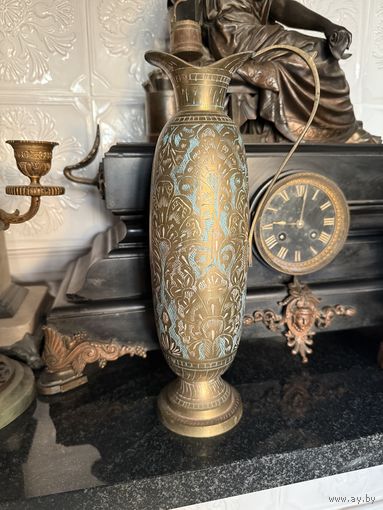 Большой винтажный кувшин латунь эмаль