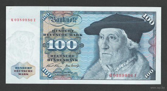Германия ФРГ 100 марок 1970 года. Тип Р-34a(1). Замещенная серия Z. Состояние UNC!