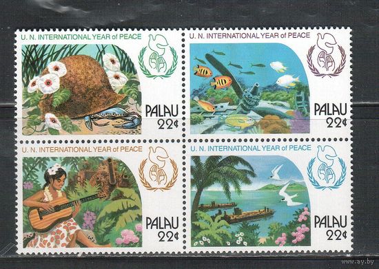 Палау-1986 (Мих.154-157) , ** , Морская фауна, Рыбы, Крабы (полная серия)
