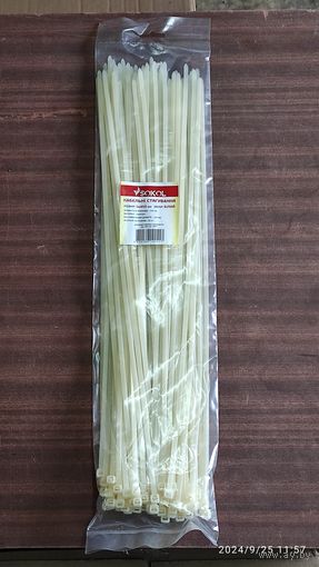 Кабельный хомут нейлон белый 5х450 (100шт) Сокол