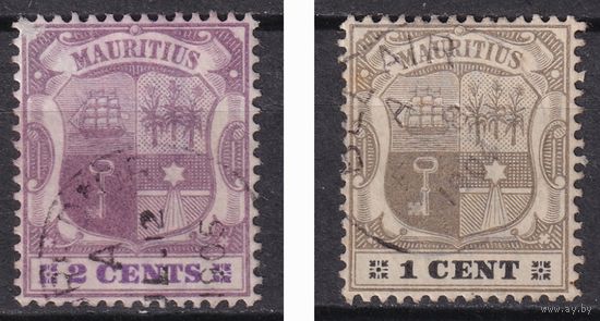 51.BrK. Великобритания. Колонии. Маврикий. Герб. Стандарт. 1C, 2C. 1900 г. Mi.##94/95.
