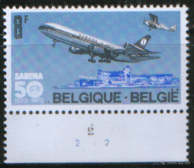 БЕЛГ. М. 1727. 1973. 50 лет авиакомпании SABENA. ЧиСт.