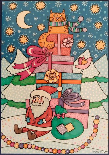 Сюжетная новогодняя открытка. Н.Илларионова. Россия.