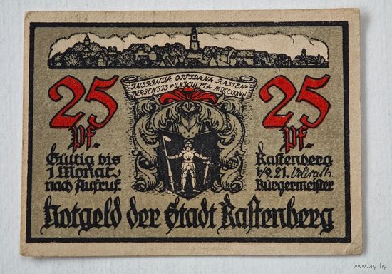 1921 год 25 пфеннигов  Германия