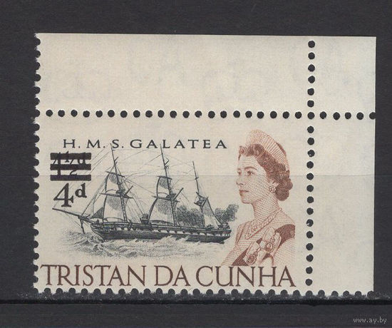 Тристан да Кунья /Tristan da Cunha 1967** Парусный Корабль Новый номинал Елизавета II  SG#108