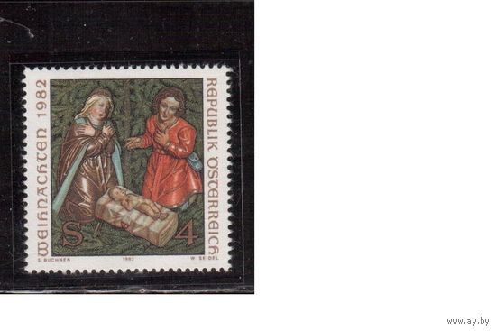 Австрия-1982,(Мих.1724)  ** ,  Искусство,Рождество, (одиночка)