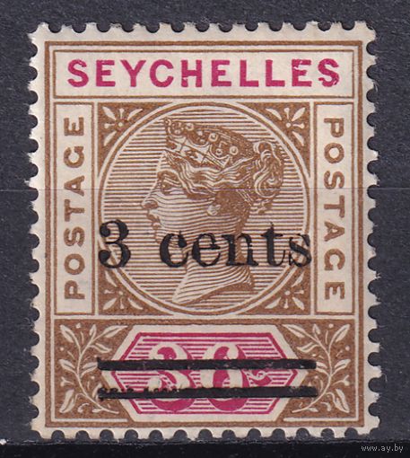 67.BrKSe. Великобритания. Колонии. Сейшельские острова. Виктория. Стандарт. Надпечатка нового номинала. 3C. 1901 г. Mi.#32.