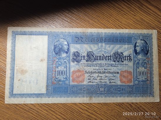 Германия 100 марок 1910 г. ,, Флотская сотня,,